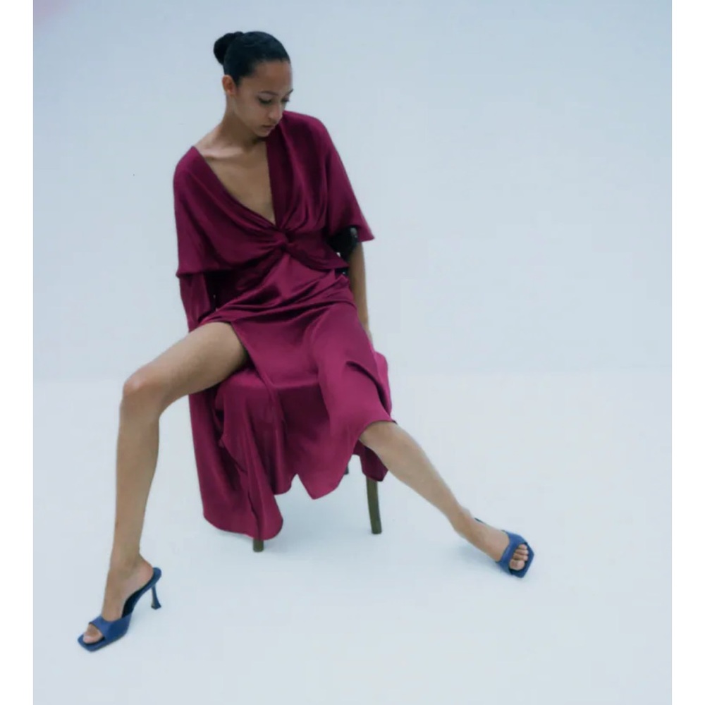 Zara Knotted satin effect dress